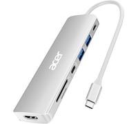 USB C Hub, 7 en 1 USB C vers HDMI Splitter, 2 USB 3.1 GEN1 et Port de Données Type-C 5Gbps, Port HDMI 4K, Chargement PD 100W, Lecteur de Carte SD, pour iPad Pro MacBook Pro (Argenté)