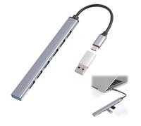 USB C Hub 7 in 1 Adapter Ultra Fin USB 3.0 ＋6 * 2.0 Ports, Adaptateur en Aluminium pour MacBook Pro 13" et 15" 2020/2019/2018，Macbook Air 13″ 2018,USB Flash Drives, Mobile HDD