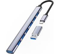 USB C Hub 7 in 1 Adapter Ultra Fin USB 3.0 ¿6 * 2.0 Ports, Adaptateur en Aluminium pour MacBook Pro 13"" et 15"" 2020/2019/2018¿Macbook Air 13¿ 2018,USB Flash Drives, Mobile HDD