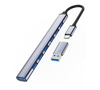 USB C Hub 7 in 1 Adapter Ultra Fin USB 3.0 ＋6 * 2.0 Ports, Adaptateur en Aluminium pour MacBook Pro 13" et 15" 2020/2019/2018，Macbook Air 13″ 2018,USB Flash Drives, Mobile HDD