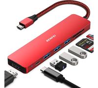 USB C Hub 7 in 1, USB C Hub Multiport Adapter with USB-C to HDMI, USB-C to SD/TF Card Reader/3 x USB 3.0/60W, Compatible with iPhone 15 Pro/Max, MacBook, iMac, S23, XPS17