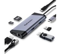USB C Hub 7 in 1 USB C to HDMI 4K Adapter,RJ45 Ethernet Port,Type C PD 100W,2 x USB 3.0 and SD/TF Card Reader,Compatible with MacBook Dell XPS iPad Pro 2018 2020,Type-C Tablet