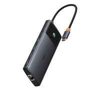 USB-C-Hub Baseus Metal Gleam II 10-in-1 HDMI, USB-A, USB-C, RJ45, SD/TF - grau