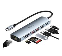 USB C Hub Ethernet Multiport Adapter, KOZYC 7-in-1 USB C Hub avec HDMI 4K@60Hz, 1Gbps Ethernet, 100W PD, 2 USB 3.2 10Gbps, SD/TF Card Slots Port, pour MacBook Air/Pro, XPS13/15, Dell