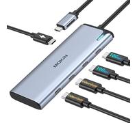USB C Hub Multiport, Adaptateur Type-C 5-en-1 MOKiN avec Double Sortie Vidéo 4K@60Hz, Charge Rapide PD 100W, USB-C 3.1 10Gbps, Répartiteur USBC pour Windows