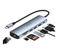 USB C Hub Multiport Adapter, KOZYC 7 in 1 USB C Hub avec HDMI 4K 60Hz, 1Gbps Ethernet, 100W PD Charging, 2 USB 3.0 5Gbps Data, SD/TF Card Slots Port, pour MacBook Air/Pro, XPS13/15, Dell, Steam Deck
