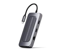 Satechi Hub USB‑C 9‑en‑1 MX – Double HDMI 4K, PD100W, 1GbE, USB‑A 3.0, microSD, Audio – Gris