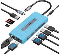 Usb C Hub Station d'Accueil Double Moniteur,Triple Affichage 11 en 1 Thunderbolt Dock Pour Ordinateur Portable Avec 2X4K HDMI 1 Displayport Ethernet Pd3.0 Sd/Tf 3Usbs Pour Macbook Dell Hp Lenovo