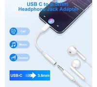 USB C Jack Adapter,2 PCS 3.5mm USB C Headphone Adapter,USB Type C Jack Adapter with DAC per i-Phone 15/16,USB C Earphone Adapter per Sam-Sung,USB-C Audio per i-Pad Adapter,White