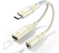 Usb-C Jack & Charger Adapter,2 In 1 Usb C Headphone Adapter 3.5mm With Dac,With Quick Charge Pd 60w For Iphone 16 Pro Max,Galaxy S24 Ultra S23,Huawei P40