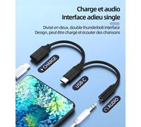 USB C Jack to 3.5 mm Earphone Cable (2-in-1) Headphone Charger Aux Audio Compatible with Apple iPhone15Pro Max Plus iPad Air Xiaomi Redmi Huawei Cable Adapter Car Auxiliary