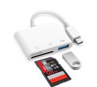 USB C Lecteur de Carte SD, Adaptateur Carte SD USB C avec USB 3.0 Port et Double Emplacement Micro SD/TF, Adaptateur de Carte mémoire de Photographie pour Phone 15/16, Galaxy S23/S22, Xiaomi, etc