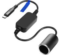 USB C Male to Cigarette Lighter Socket 12V 18W 1ft Power Cable for Dash Cam,Radar Detector,GPS,Car LED Strip Lights and Other Electronic Devices