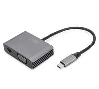 Digitus Adaptateur vidéo USB-C 24‑pin (M) → VGA (HD-15) / Mini DP (F) DP1.4 20cm 4K30Hz gris sidéral