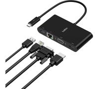 Usb-C Multimedia Adapter (Gbe, Hdmi, Vga, Usb-A), Blk