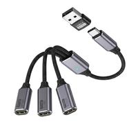 USB C Splitter 3 en 1, Adaptateur USB-C 3 Ports avec Adaptateur USB - USB C vers USB C 480Mbps OTG, Répartiteur USB C pour Clé USB, Souris, Clavier, Tablette et PC