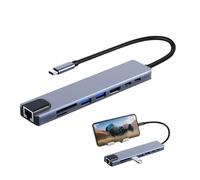 USB C Splitter, Portable USB C Dongle, Fast Data Transfer Hub, USB C Hub Multiport Adapter, Laptop Connectivity Adapter, 8-en-1 Type C Dock with High-Speed 4K Support for Laptops and Tablets
