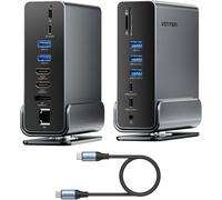 Usb C Station D'Accueil 15-En-1 Pour Configuration À Deux Moniteurs,Triple Affichage,Portable Dock Type C Thunderbolt 4,Double 4K@60Hz Hdmi,4K@60Hz Dp,100W Pd,Usb 10Gbps,Rj45,Audio,Sd/Tf