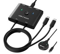 USB C Switch 2 Ordinateurs Portables 1 Moniteur 8K@60Hz, MLEEDA Type C KVM Switch pour 2 PC qui Partagent 1 Moniteur ou Station D'accueil, avec 1 Câbles USB3.2 Gen2 x 2 et un Contrôleur de Bureau