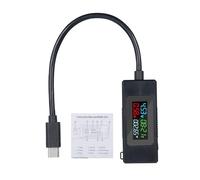 USB C Tension Tester METER TYPE C Tension C et compteur de testeur de courant avec affichage LCD couleur pour chargeur USB Voltmètre haute précision 4 30V 0 6,5A 195W blanc noir (Noir)