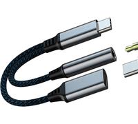 Usb C To 3.5 Mm Jack Earphone Adapter (2 In 1) Type C Charger Cable Car Aux Earphone Audio Extension Cable Headphone Accessory Dual Socket Adapter For Apple Iphone 15 Pro Max Plus Ipad Pro Air Mini