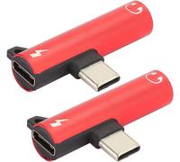USB C to 3.5mm Adapter Cable for Headphone and Charger Headphone Distributor Adapter Charger (Red)