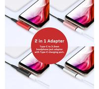 USB C to 3.5mm Adapter,USB C to AUX Dongle Cable,2 in 1 Headphone Jack Adapter,Cable Adapter for Mobile Phone Headphone Jack,Applicable to (Black)