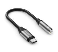 Usb-C To 3.5mm Aluminum Audio Adapter-Dac & Trrs Chip-Usb Type C Male To Jack-Compatible With Smartphones,Tablets,Headphones,Speakers,Black And Grey
