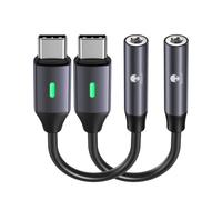 USB C to 3.5mm Dongle Adapter, Stouchi 384KHz-32bit USB C Headphone Audio Jack Adapter Type C to 3.5mm Adapter Hi-Fi DAC Chip for Note10, Note10+, Pixel 4/3XL/2XL, iPad Pro 2018, One Plus 7 2Pack-Gray