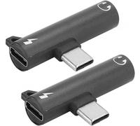 USB C to 3.5mm Headphone Charger Adapter Cable Headphone Charger Distributor Adapter (Black)