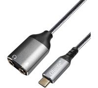 USB C to 3.5mm Headphone Jack Adapter,USB C to Dual 3.5mm Female Auxiliary Headphone Jack with Microphone,USB C Microphone Adapter (5M)