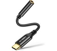 USB C to Aux Adapter,Type-C to 3.5mm Jack Cable with Gold Plated Plug and DAC Chip,Tangle-free Nylon-Black