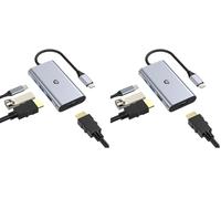 USB C to HDMI Adapter, 4 in 1 USB C Hub, Thunderbolt 3 Adapter with 2 HDMI Ports, 100W Power Supply, USB 3.0 Port for MacBook Pro/Air, Pixelbook, XPS, Galaxy, etc (Lot de 2)