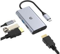 USB C to HDMI Adapter, 4 in 1 USB C Hub, Thunderbolt 3 Adapter with 2 HDMI Ports, 100W Power Supply, USB 3.0 Port for MacBook Pro/Air, Pixelbook, XPS, Galaxy, etc