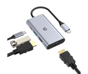 USB C to HDMI Adapter, 4 in 1 USB C Hub, Thunderbolt 3 Adapter with 2 HDMI Ports, 100W Power Supply, USB 3.0 Port for MacBook Pro/Air, Pixelbook, XPS, Galaxy, etc