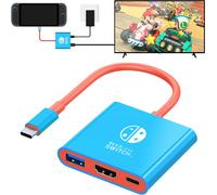 USB C to HDMI Adapter for Switch 2,Dock 3 in 1 with 4K HDMI Cable,Type-C Charging,Compatible with Switch 2,Steam Deck,Smartphones,PC (Red)