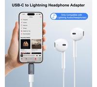 USB C to Lightning Audio Adapter,USB C Male to Female Lightning Earphone Adapter for iPhone 16/15 Series,iPad and Others (Grey).[G22]