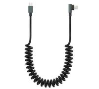 USB C to Lightning Cable for iPhone 90 Degree Coiled PD27W,Apple Carplay and MFi Certified Car iPhone Cable with Data Transmission,Short Right Angle USB C to Lightning Cable Cord for iOS