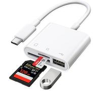 USB C to Micro SD TF Memory Card Reader, Compatible with iPad Pro, MacBook Pro/Air, Chromebook, USB Card Reader 3 in 1 for XPS