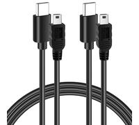 USB C to Mini USB 2.0 Cable (1m, Pack of 2), Type C Male to Mini USB Male, 480 Mbps, Black, Data Charging Cable Compatible with Type C Devices / Mini Ports
