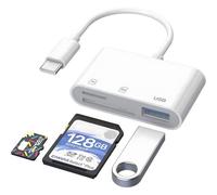 USB C to SD Card Reader,USB C to Micro SD TF Memory Card Adapter Compatible with iPad,MacBook Pro/Air,3 in 1 USB Camera Card Reader Adapter for XPS,Galaxy