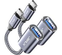 USB C to USB 3.0 Adapter [2 Pack] USB Type C Male to USB A Female OTG Cable Compatible with iPhone 16 Pro Max/15 Pro Max Plus, iPad Pro, MacBook Pro/Air, Galaxy S24/S23/S22 Ultra-Grey