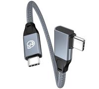 USB C to USB C Cable 100W 0.2M, Angled 90 Degree USB 3.2 Gen2x2 20Gbps Nylon Braided Cable, USB Type C Cable Fast Charge PD 4K@60Hz, for iPhone 15, MacBook Air, iPad Pro/Mini, Galaxy S24 Ultra