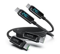 USB C to USB-C Cable 240W (1.2m 2Pack) Type C Fast Charging Cable with LED Indicator for iPhone 16/16 Pro Max/15/15 Pro Max, MacBook Pro Air, iPad Pro Air, Samsung Galaxy S25/S24 (Black)