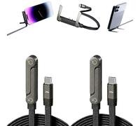 USB C to USB C Cable,240W Braided Fast Charge Cable with Built-in Phone Stand,Invisible Stand Charging Cables 4.92 FT,Right Angle Phone Charger Cord,Foldable Holder for Smartphones Tablets (2 pcs)
