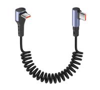 USB C to USB C Cable 90 Degree 65W 1m Retractable USB Type C Cable for Car, Supports Fast Charging and 6A Data Transfer (Right Angle)