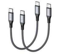 USB C to USB C Cable Short [0.3M/Pack of 2] PD 60W Fast Charging USB Type C Cable Nylon Braided Compatible with Samsung Galaxy S23 S22 S21 S20 S10 A53 Note 20 Huawei P50 Google Pixel - Grey