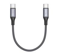 USB C to USB C Cable Short 0.3M PD 60W Fast Charge USB Type C Cable Nylon Braided Compatible with Samsung Galaxy S23 S22 S21 S20 S10 A53 Note 20 Huawei P50 Google Pixel - Grey