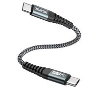USB C to USB C Cable Short 30 cm, Type C Cable 60 W Type C Cord Quick Charge Compatible with iPhone 15/15 Pro Max, Samsung Galaxy S23/S22, Pad Pro, Air, Huawei P40 /Mate 60, Pixel ¿ Grey