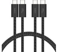 USB-C to USB-C Cable with Braided Jacket (5ft, 60W, Soft Touch, Flexible, Fast Charging, for iPhone 16 & iPhone 15, Galaxy S25, Pixel 9, iPad Pro, etc., Black)